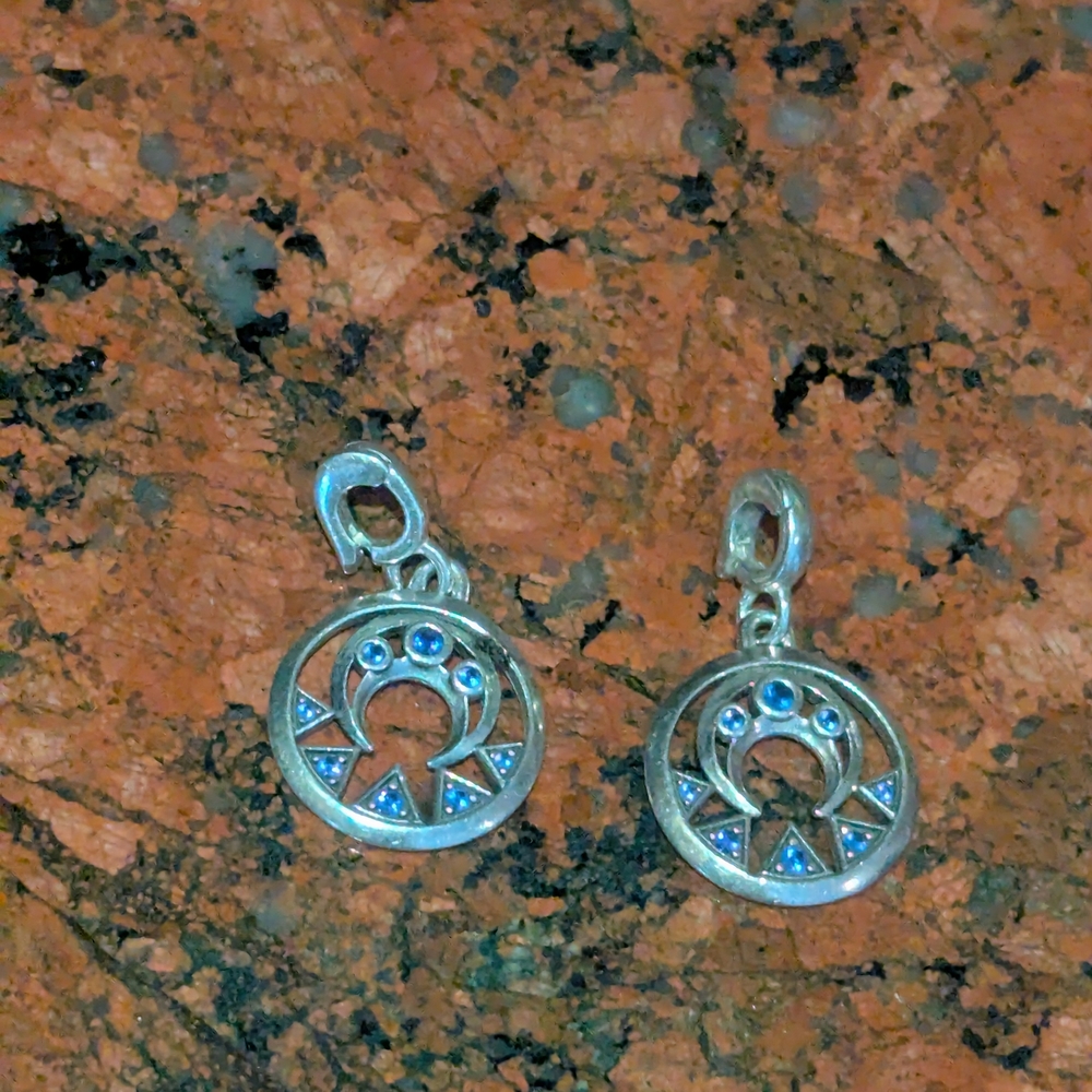 Silver and Blue Geometric Earrings